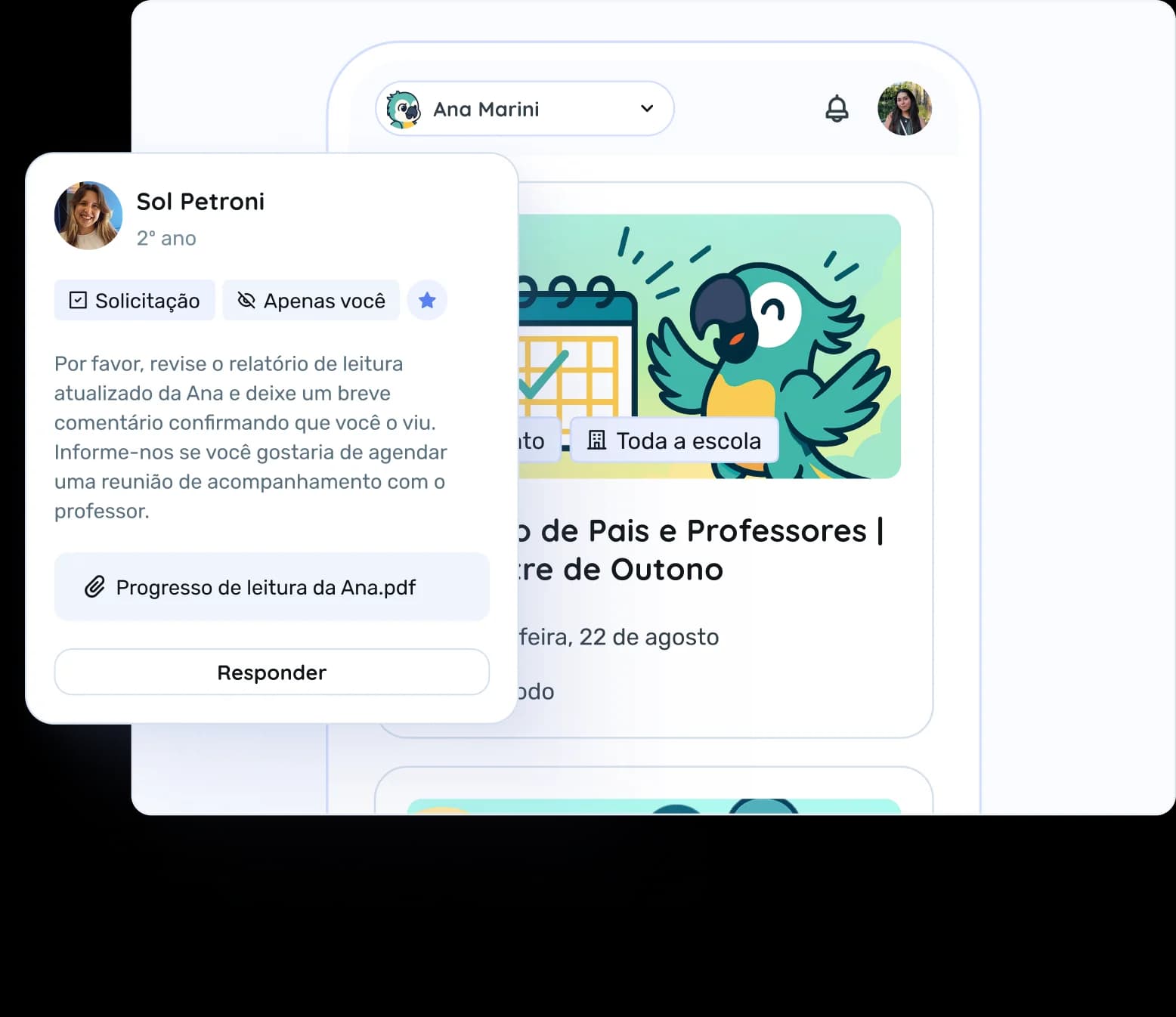 Comunicação all-in-one com a escola