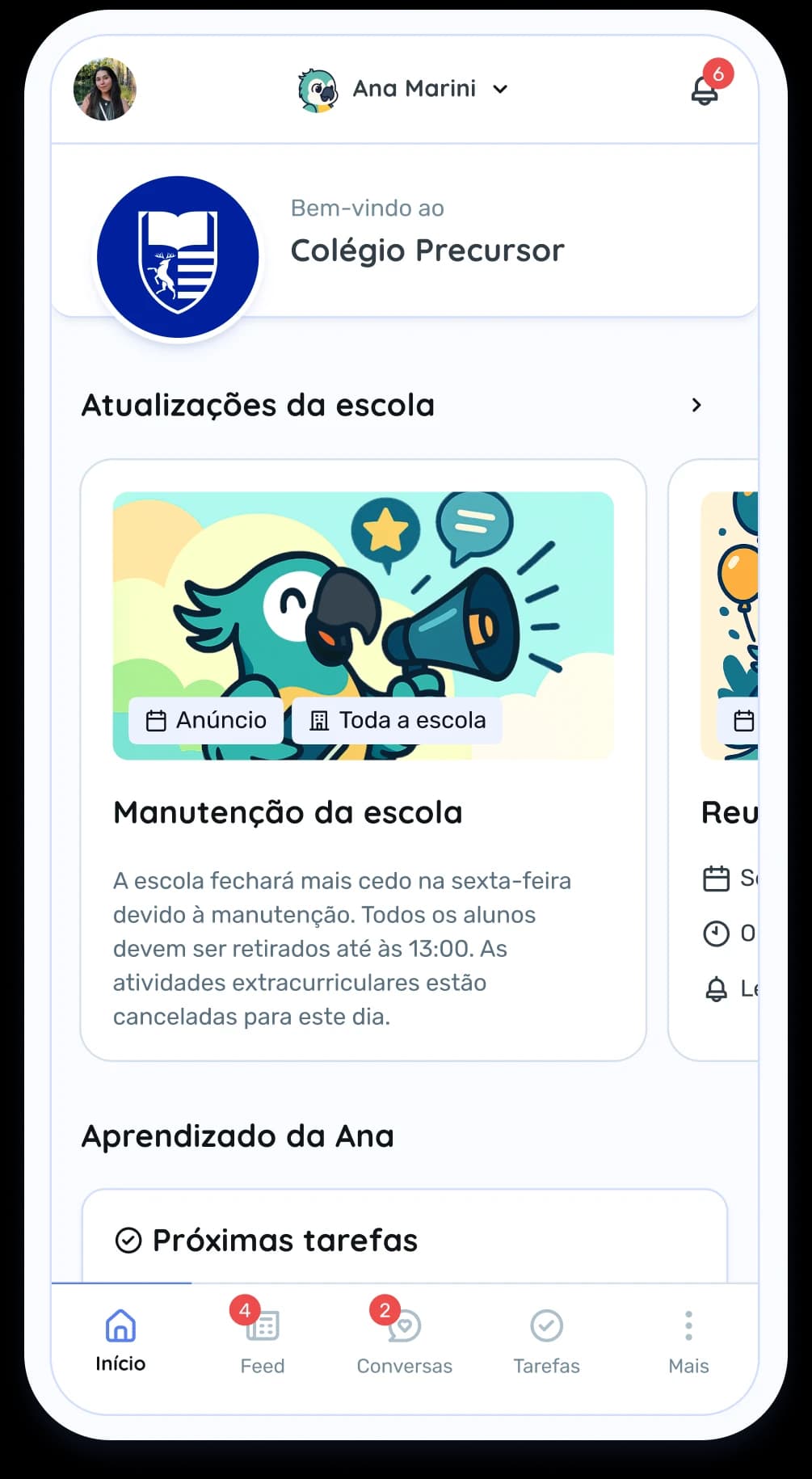 Rotina pedagógica do aluno no celular