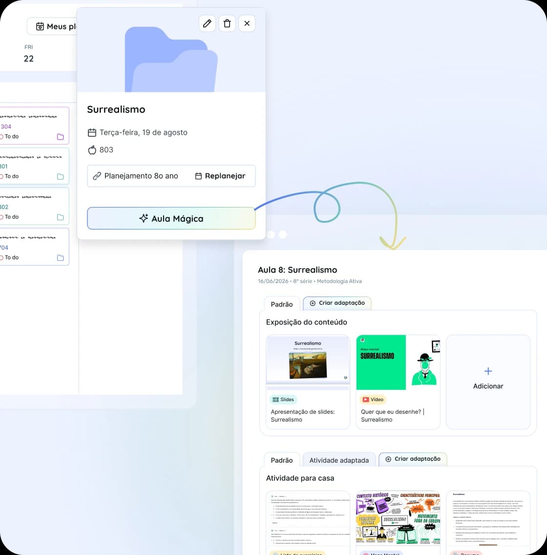 Calendário inteligente com materiais gerados em um clique