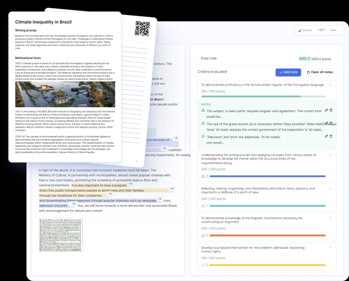 Essay graded with detailed feedback