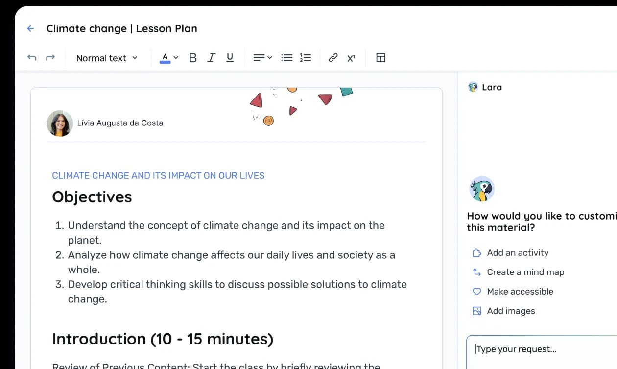 Create - lesson plan editor