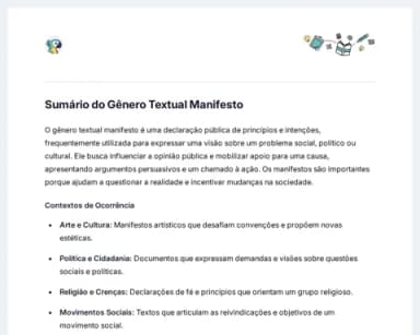 Resumo: O Gênero Textual Manifesto